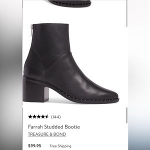 Treasure and bond black leather bootie size 7.5